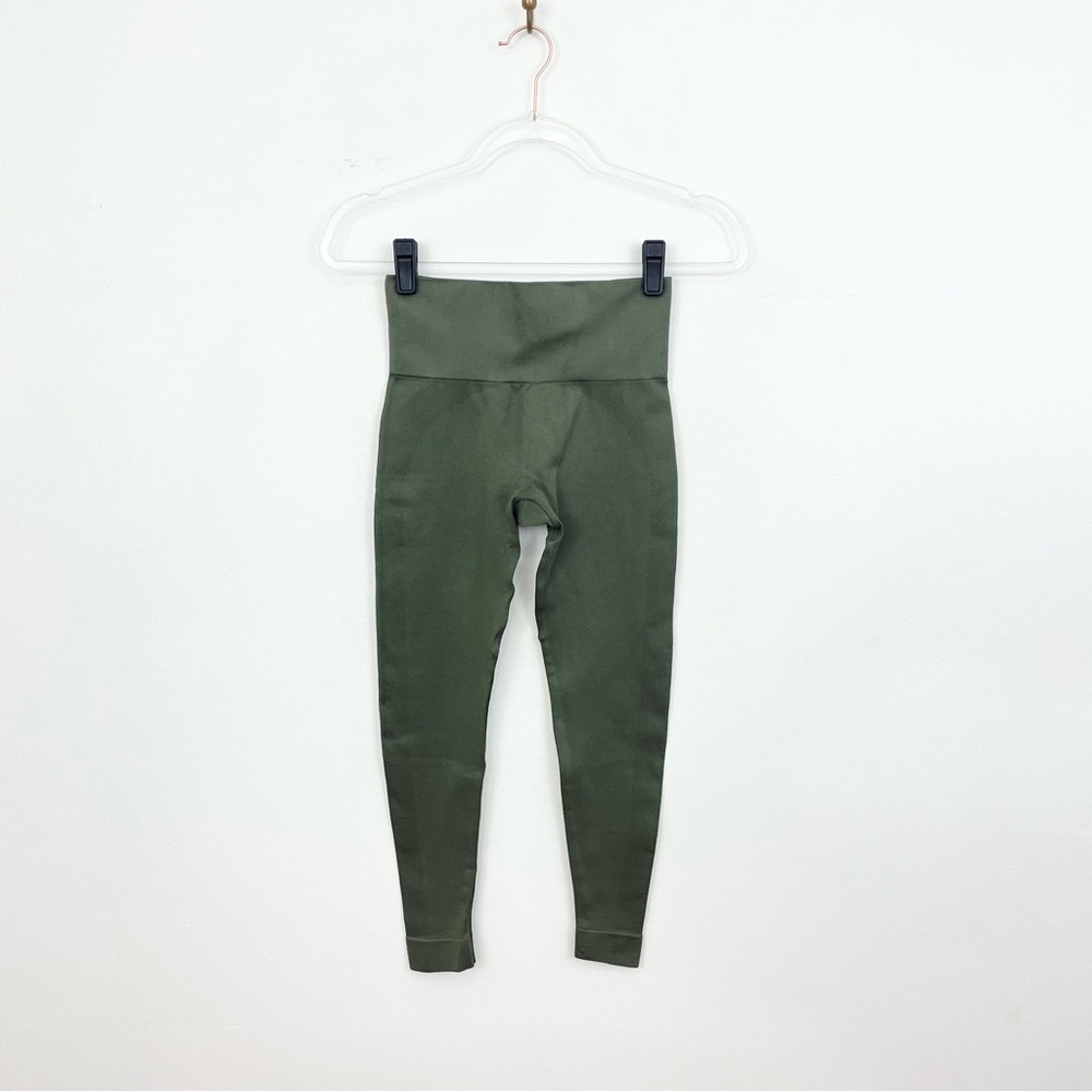 SET Active Sculptflex Leggings Olive Green High Waisted Seamless Workout Size S